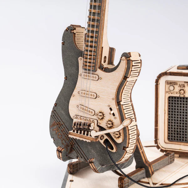 3D Ahşap Puzzle Elektro Gitar