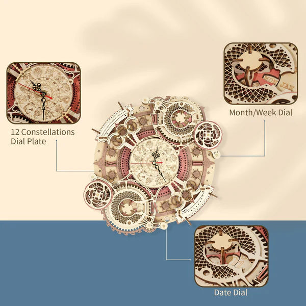 3D Ahşap Puzzle Zodyak Duvar Saati
