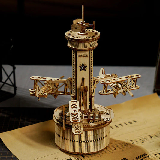 3D Ahşap Puzzle Uçak Müzik Kutusu