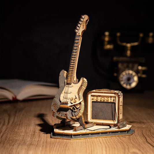 3D Ahşap Puzzle Elektro Gitar