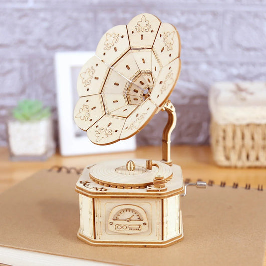 3D Ahşap Puzzle Gramafon